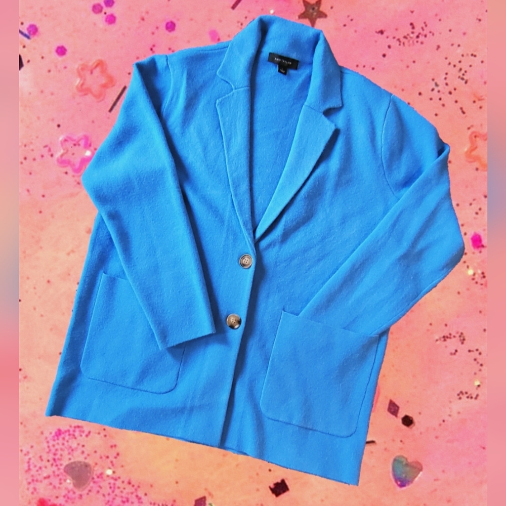Ann Taylor french blue sweater blazer